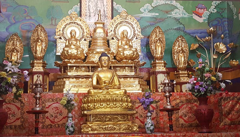 Image of Lord Buddha in Tibetan Buddhist monastery stock images