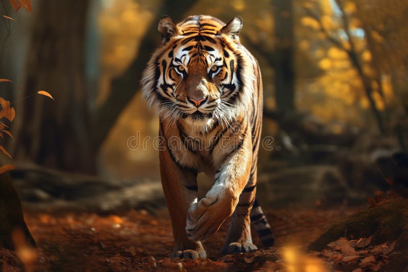 Bengal Tiger Standing Growl 3d Renderin Stock Illustration