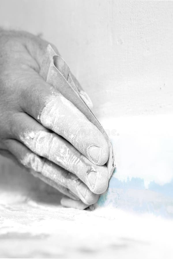 Man Sanding a Skirting Board with Sandpaper Stock Photo Image of