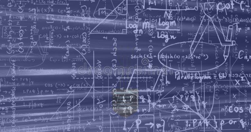 Image of mathematical equations over lightbulb royalty free illustration