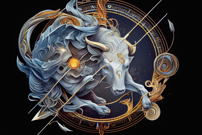 The image of the mythical creature musk ox. Astrology, space, universe, esoteric - Generative AI