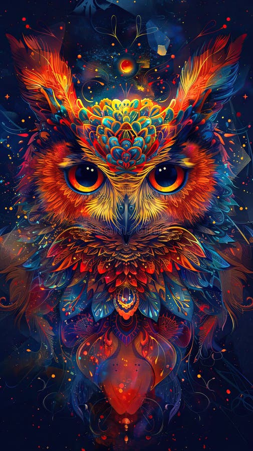 Color neon owl image royalty free illustration