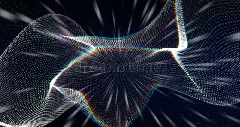 Image of neon pattern over glowing mesh moving on seamless loop vector illustration