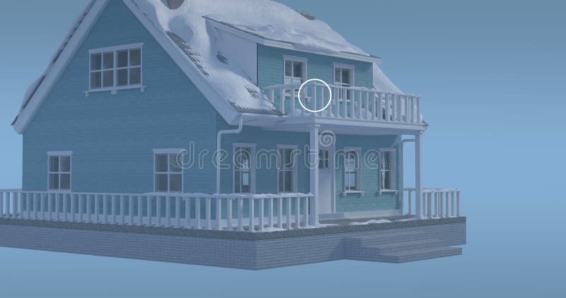 Image of network of connections over house vector illustration