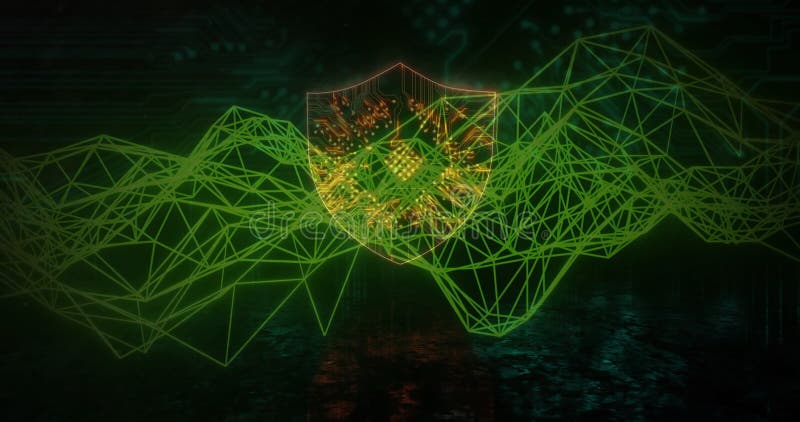 Image of network of connections over shield. Global science, connections, computing and data processing concept digitally generated image. Shield artificial intelligence stock images, royalty-free photos and pictures
