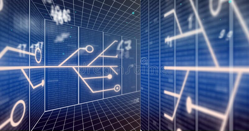 Imagine a numerelor de procesare a datelor și placă cu circuite pe servere de calculatoare stock image