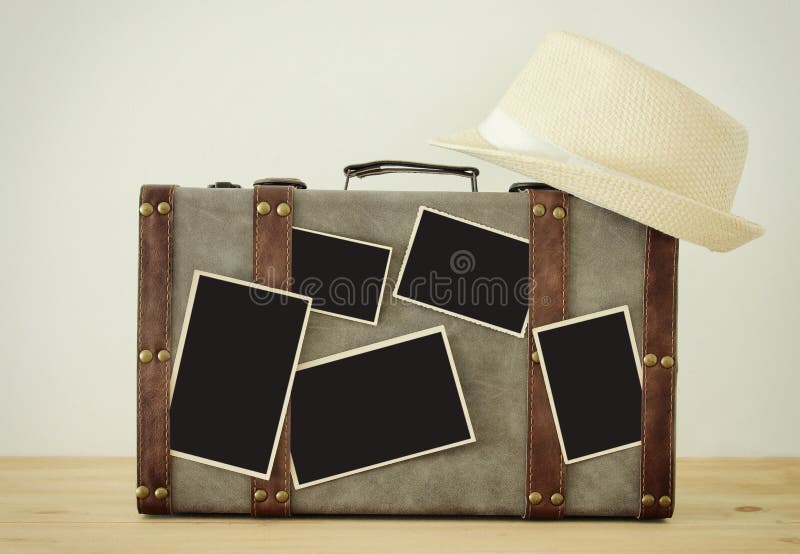 Download Image Of Old Vintage Luggage, Fedora Hat And Blank Photos ...