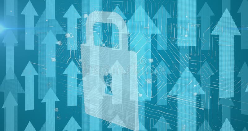 Image of online security padlock with multiple arrows pointing up royalty free illustration