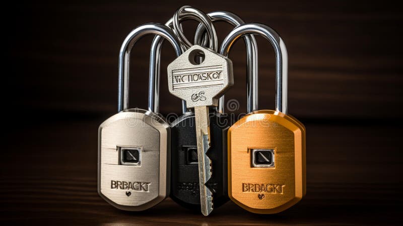 An image of a padlock with multiple keys, emphasizing the importance of having backup options in c stock illustration