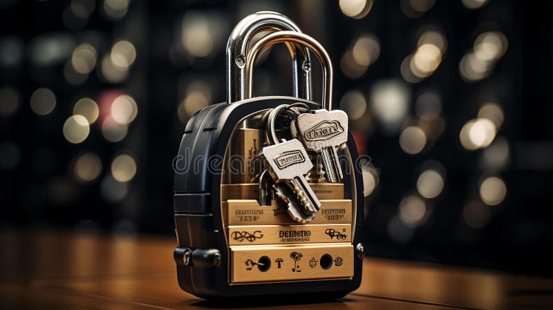 An image of a padlock with multiple keys, emphasizing the importance of having backup options in case one key is lost. The stockimage depicts an image of a padlock with multiple keys hanging from it. The emphasis here is on the need for backup options in case one key is lost or misplaced. This image serves as a reminder that its important to have more than one way to access your belongings, especially if you are traveling or storing valuable items. By having multiple keys, you can ensure that you always have access to what you need, even if something unexpected happens. AI Generated