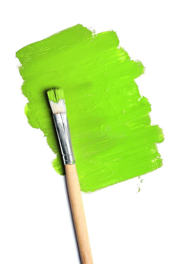 Brush with green paint stock photo. Image of brush, paintbrush 26185016