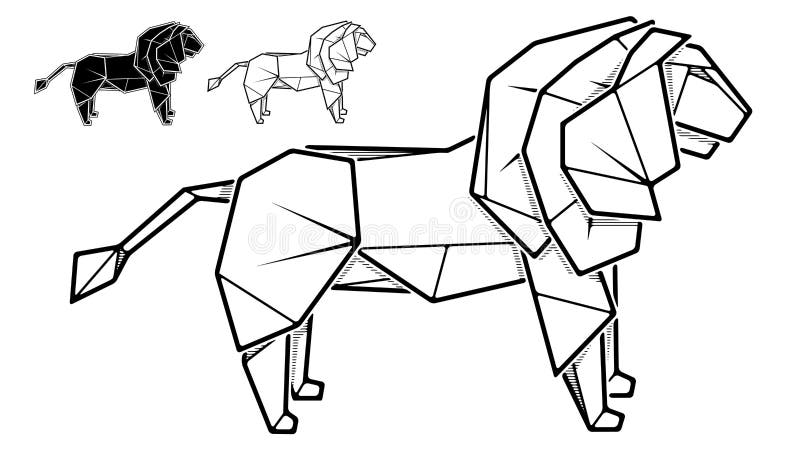 Image of Paper Lion Origami Contour Drawing. Stock Vector - Illustration of figurine, lion: 165442551 Image of Paper Lion Origami Contour Drawing. Stock Vector - Illustration of figurine, lion: 165442551