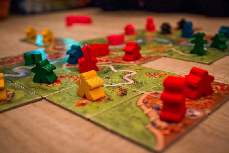 Image of a play through of Carcassone the board game stock photo