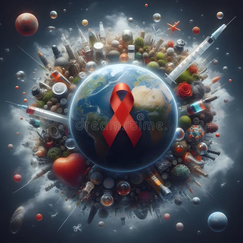 This image is a powerful and symbolic representation of World A. IDs Day. stock illustration
