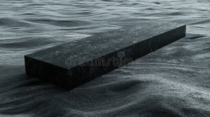 A black rectangular object sits on a sandy surface. royalty free stock photography
