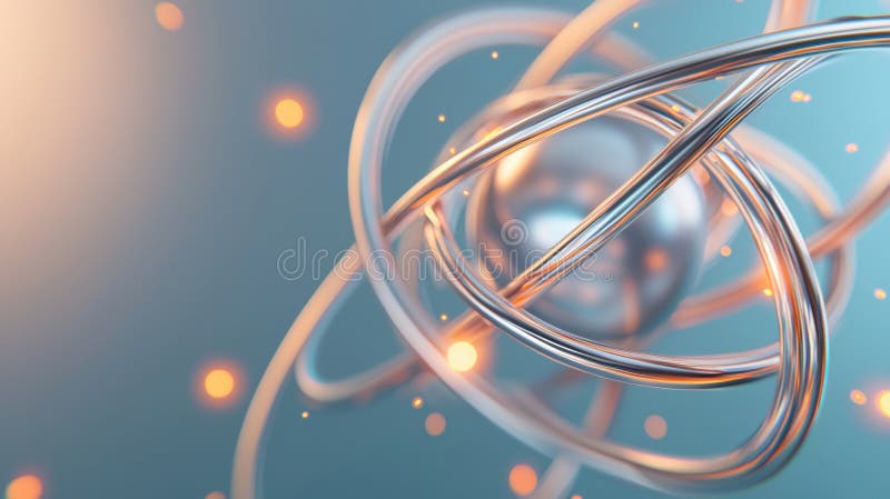 A 3D rendering of a complex metallic structure with glowing orange and yellow elements. royalty free illustration