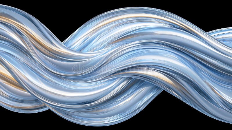 A digital illustration of a wave-like pattern in shades of blue and gold. stock photography