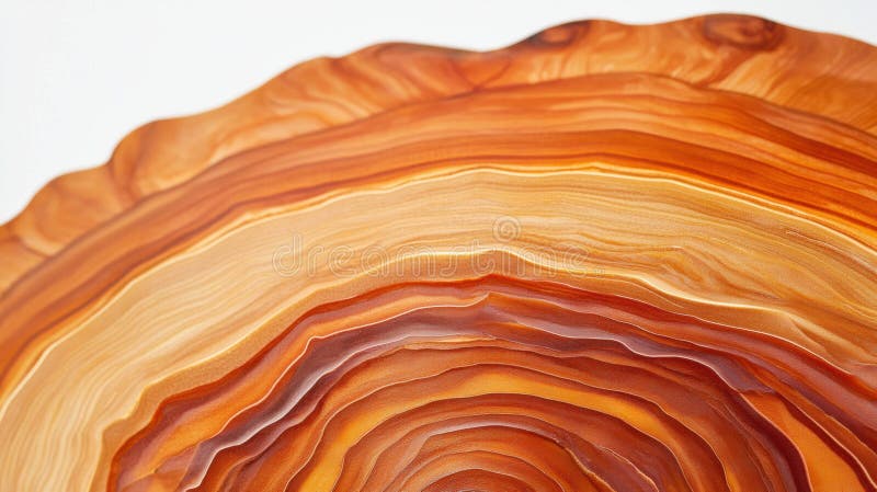 A close-up view of a textured surface with concentric rings of varying shades of orange and brown. royalty free stock photography