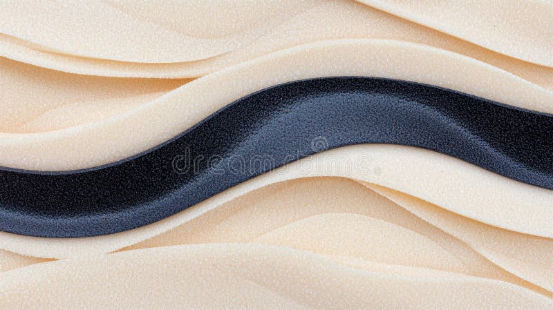 A close-up view of a textured surface with a wavy pattern in black and beige. stock photos