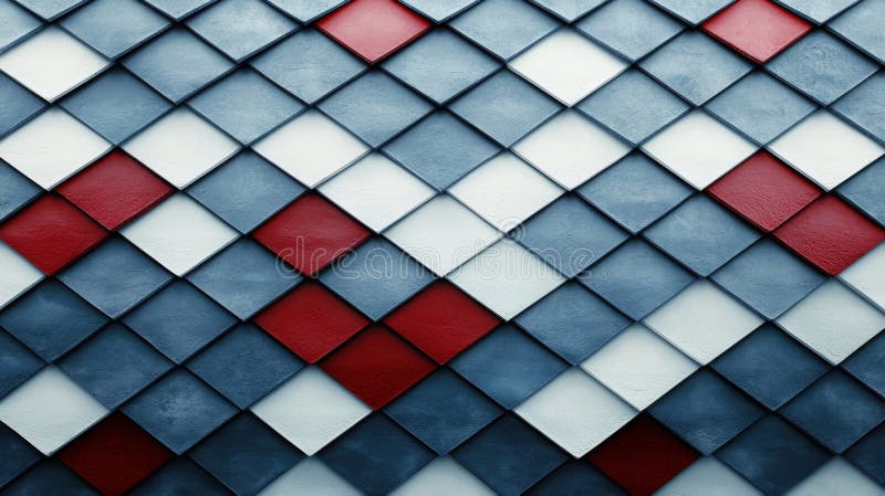 A wall made of red, white, and blue tiles. stock photography