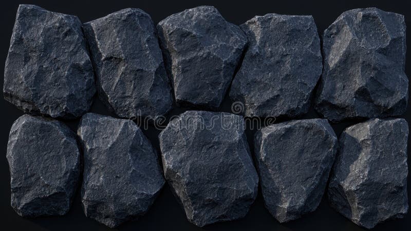 A collection of dark gray rocks arranged in a grid-like pattern. royalty free stock photography