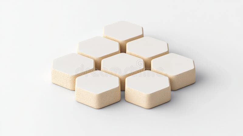 A group of nine white hexagonal blocks arranged in a 3x3 grid. royalty free stock photos