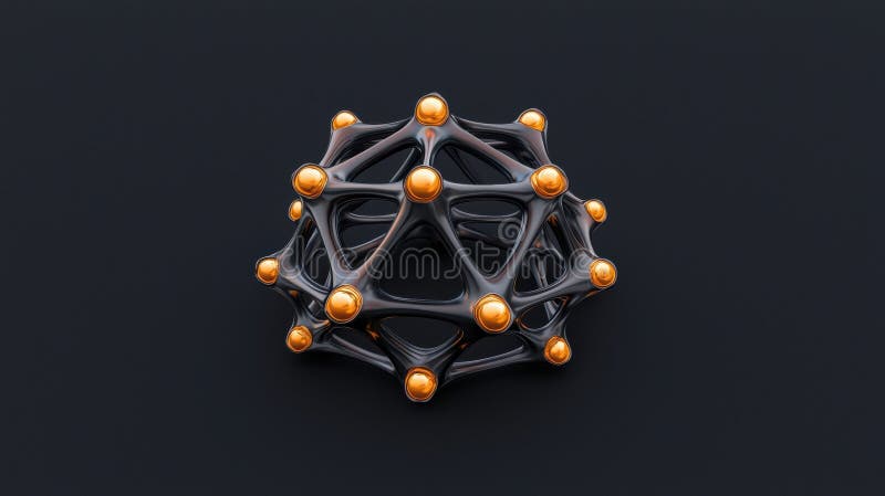 A 3D rendering of a complex, interconnected structure composed of numerous small spheres and rods. vector illustration