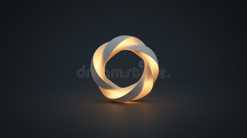 A 3D rendering of a twisted, glowing ring. royalty free illustration