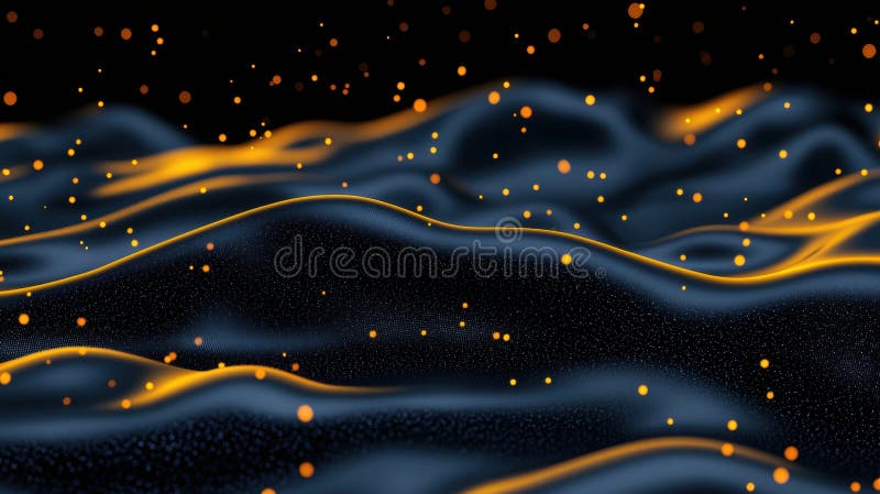 A digital illustration of a wave-like pattern with glowing orange dots. stock images