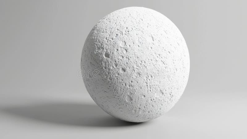 A white sphere with a rough texture and small bumps. stock photo