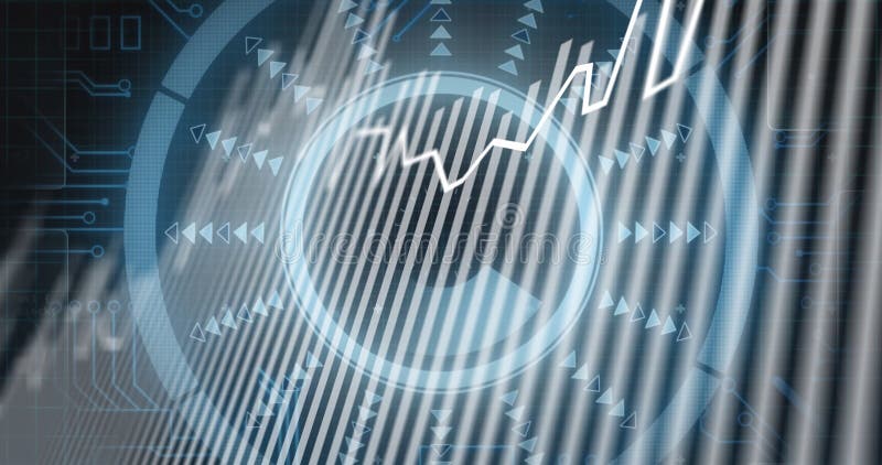 Image of processing circle and integrated circuit in digital space royalty free stock image