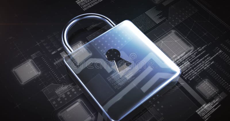 Image of processor, data processing and online security padlock royalty free illustration