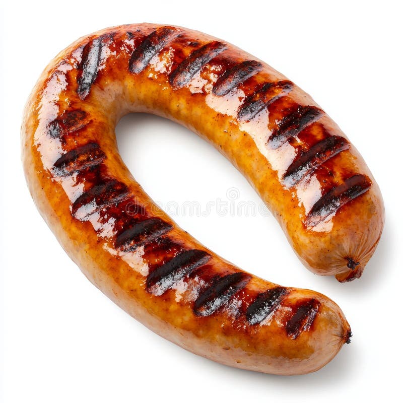 Image produces an image of a fried sausage on a transparent background royalty free stock photos
