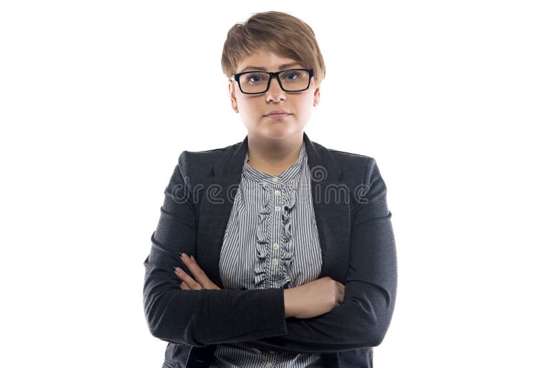 Image of pudgy business woman with short hair