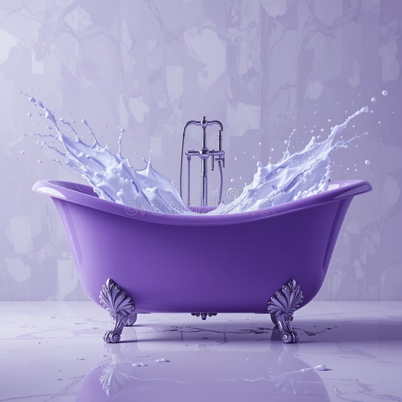Image of a purple bathtub stock illustration. Illustration of cozy ...