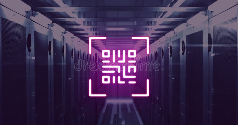 Image of qr code and data processing over computer servers royalty free stock photography