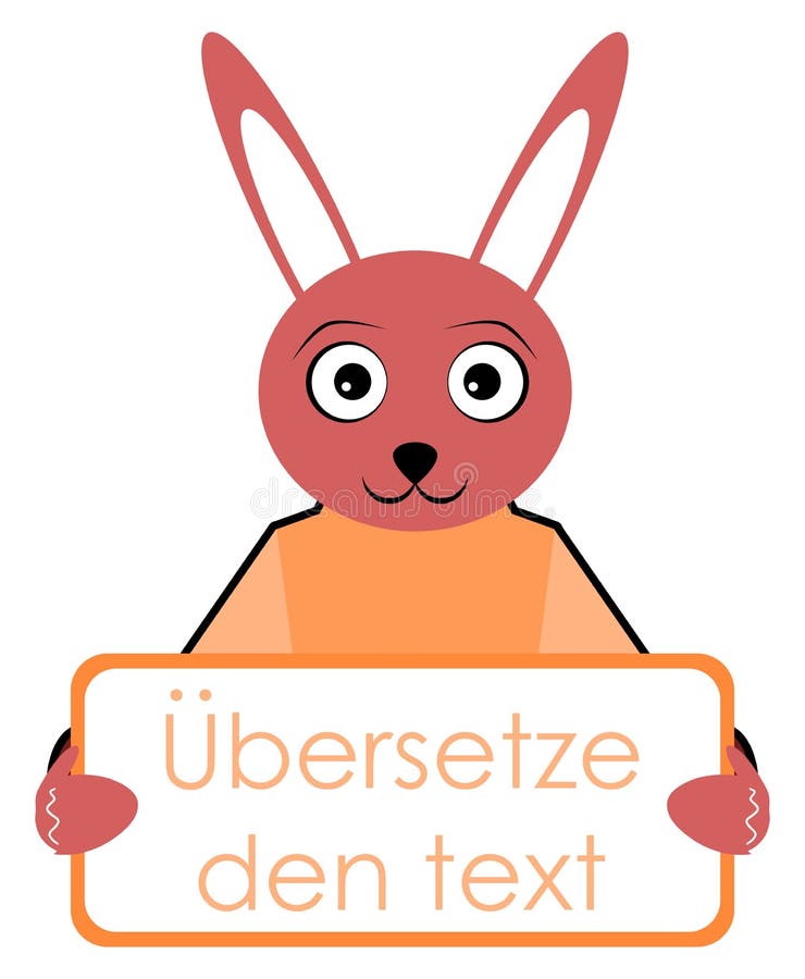 Bunny with Placard, Holiday Homework, English, Isolated. Stock Vector