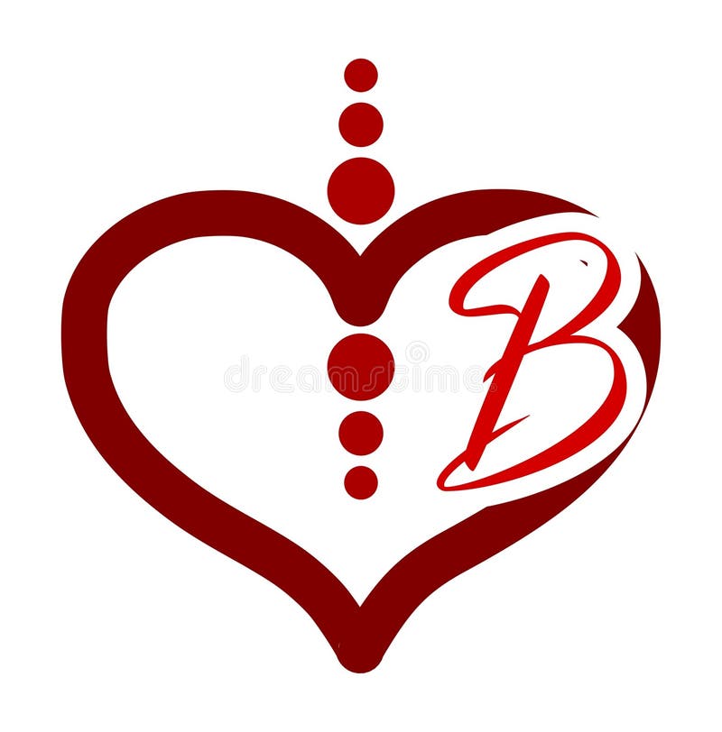 Image representing a heart decorated with circles and on its right side an elegant letter b has been placed artistic illustration stock de ilustración