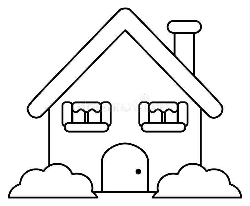 Little House with Flower Beds, Picture for Children To Color, Black and