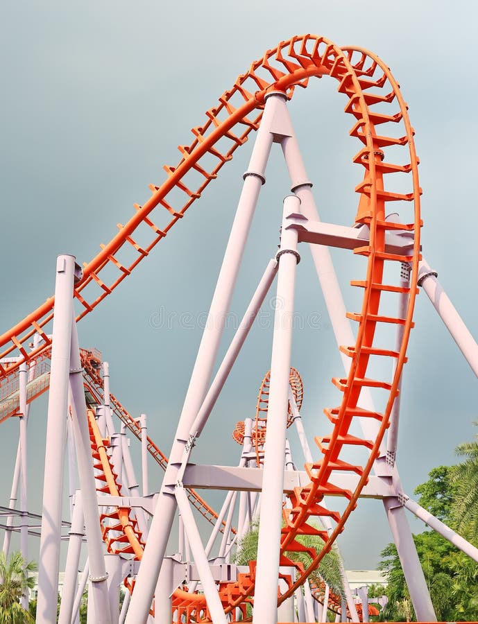 Image of Roller Coaster in Amusement Park Stock Image - Image of blue