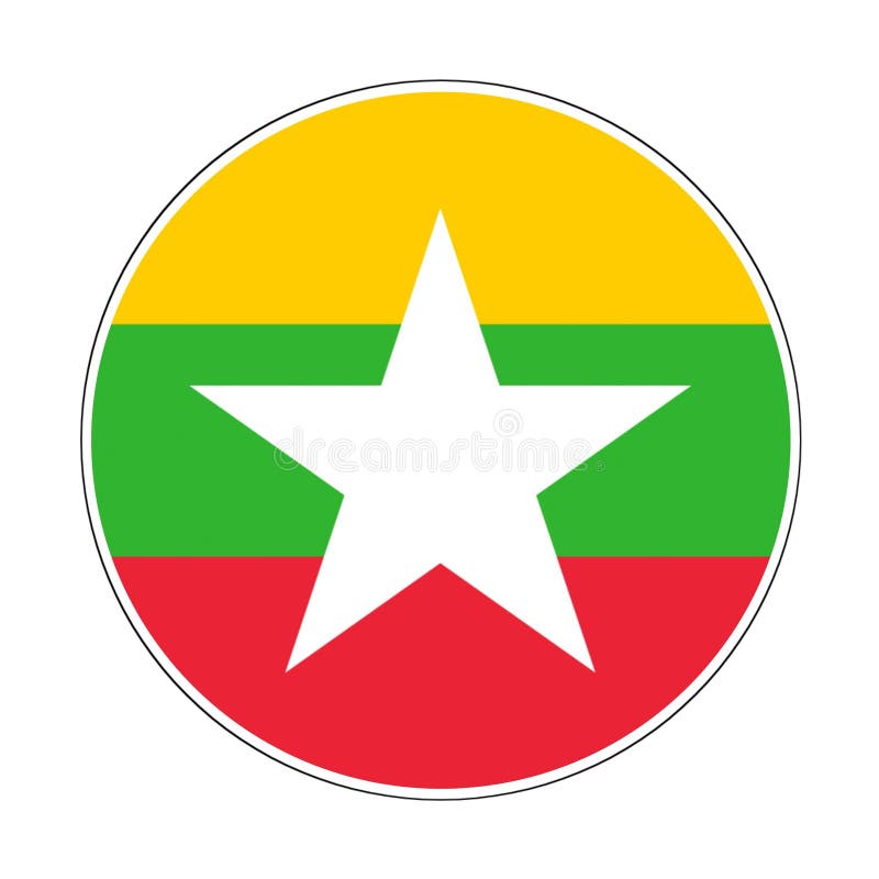 The round image of the Myanmar flag is suitable for design purposes. Bulat illustrations