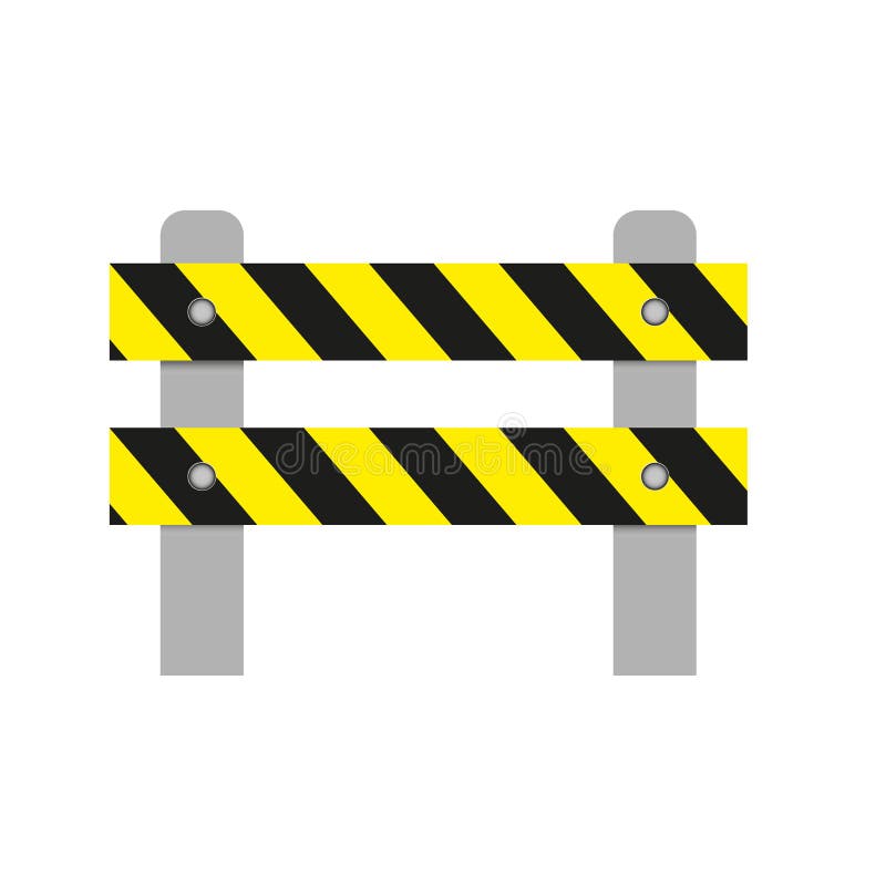 Image réaliste d'une barrière de route avec les rayures jaunes sur un fond blanc Objet d'isolement, signe de sécurité routière Ve