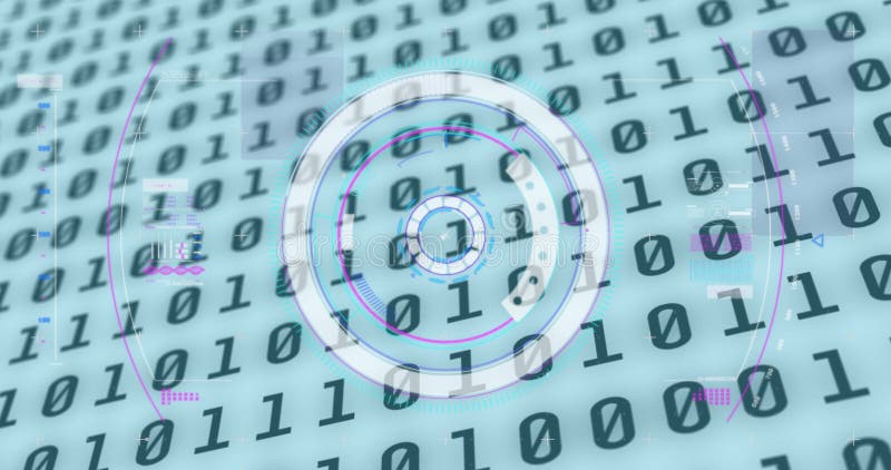 Image of scope scanning and binary coding changing on white background stock image
