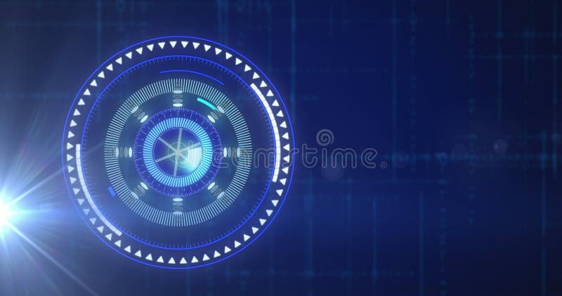 Image of scope scanning and data processing over digital grid royalty free stock photography