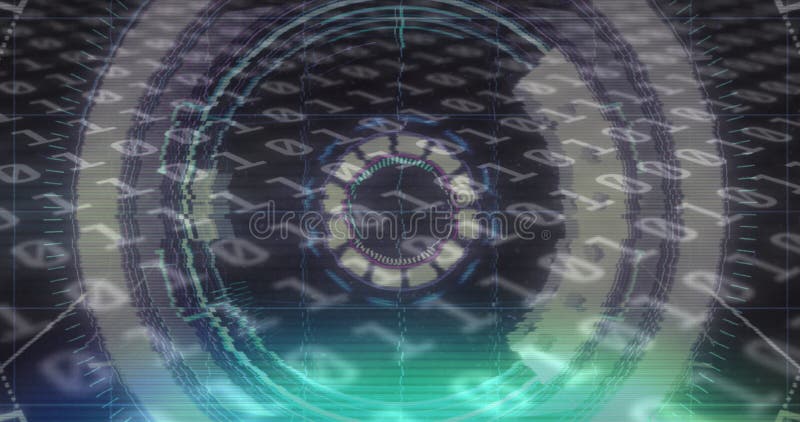Image of scope scanning with glitch and binary coding stock images