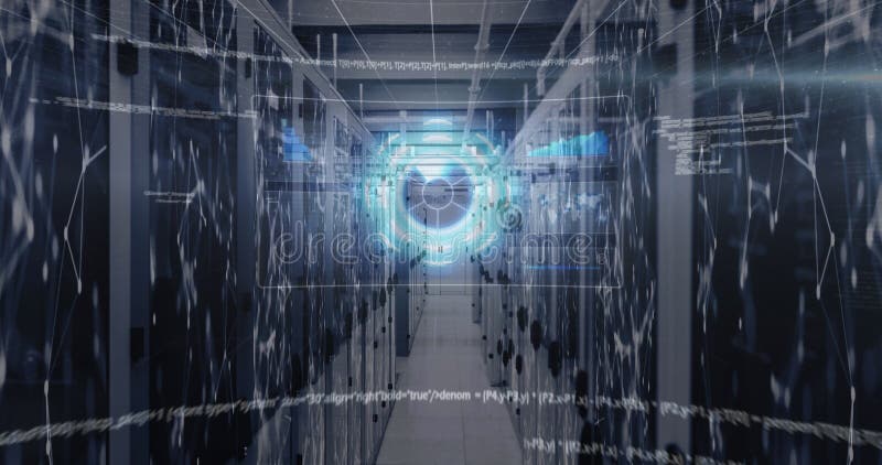 Image of scope scanning over computer servers royalty free illustration