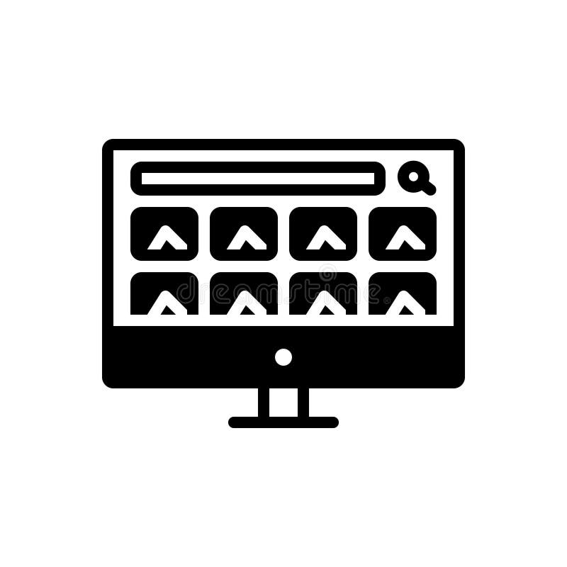 Black solid icon for Image Search, find and quest royalty free illustration