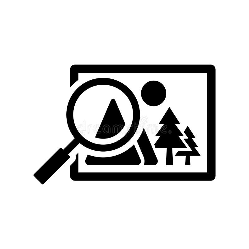 Image, search, magnify, view, zoom icon. Black vector graphics stock illustration