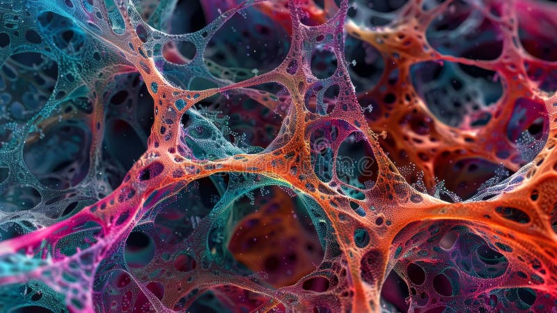 In this image we see a complex web of collagen and elastin fibers which make up the extracellular matrix royalty free stock photo