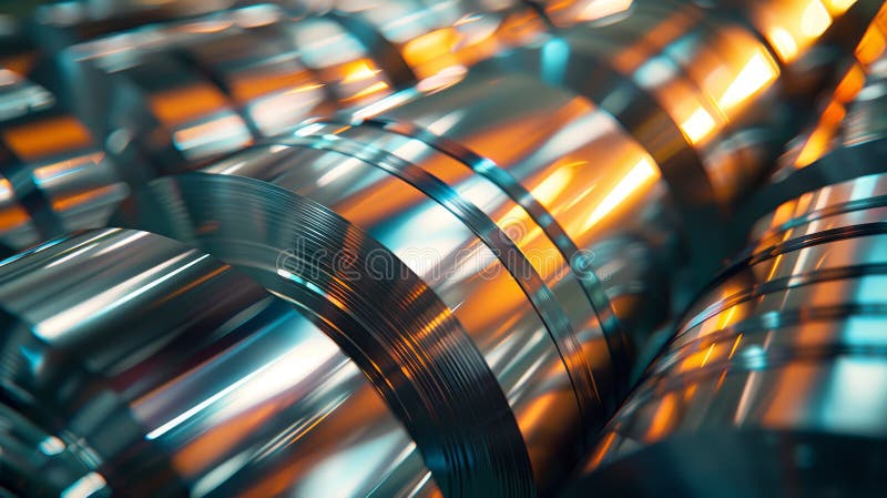 The image is of a series of metal tubes that are shiny and reflective stock photography